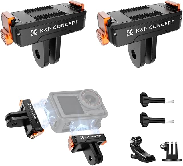 K&F Concept 2 Adaptateur de libération rapide magnétique de paquet pour DJI Osmo Action , Support de base d'extension en plastique avec 1/4" Adaptateur de montage boucle rapide pour DJI Action Osmo 5 Pro, Décision 4/3 360 PP05