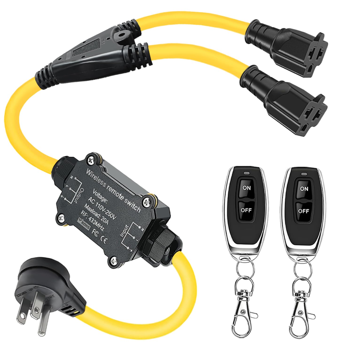 AC110V Outdoor Wireless Remote Control Power Switch AC110V 120V 250V 20A Heavy Duty Weatherproof Smart Outlet Plug with