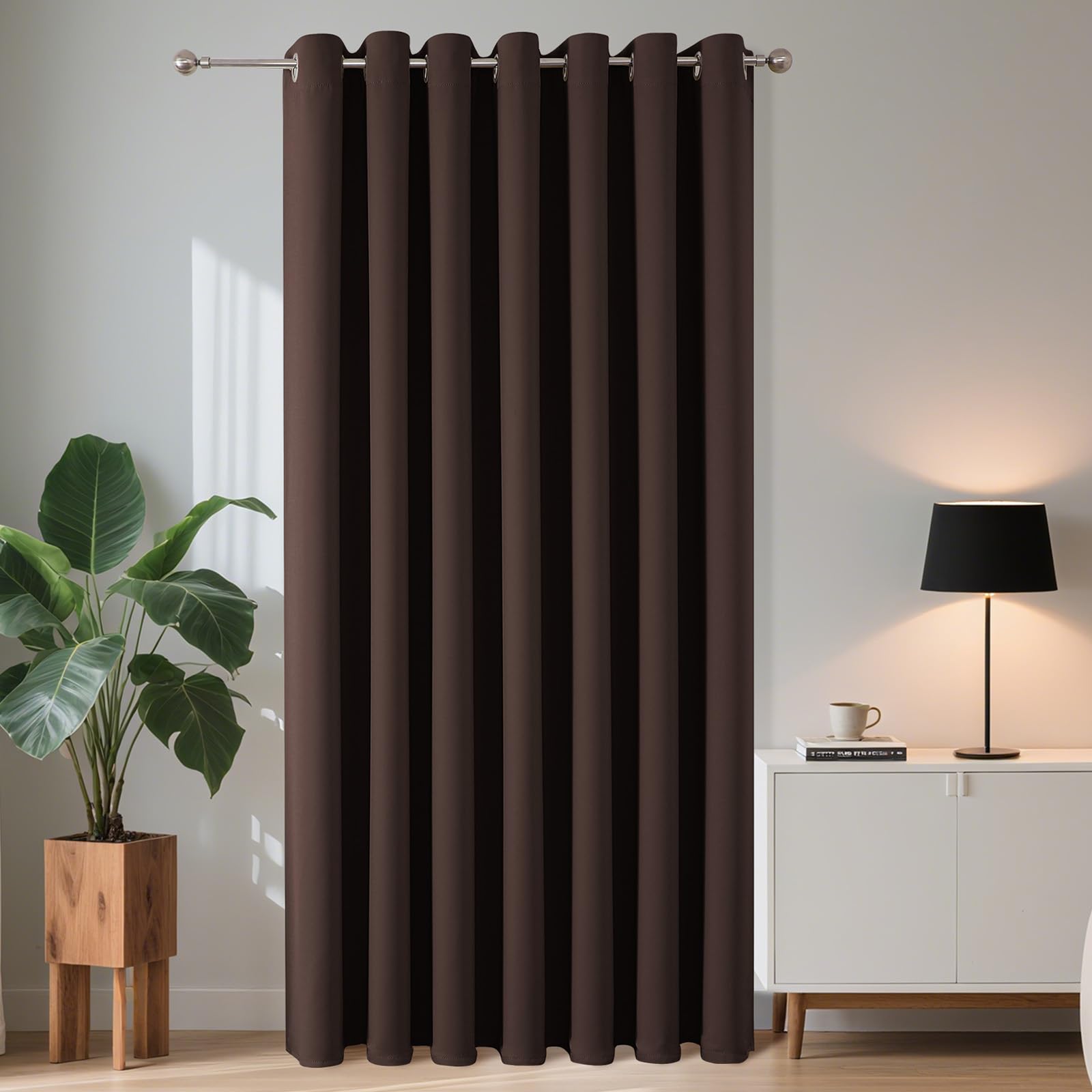 Joydeco Verdunkelungsvorhang 1 Stück,Vorhang Blickdicht mit Ösen Türvorhang H 210 x B 132 Thermovorhang Schokoladenbraun Kälteschutz Hitzeschutz Blackout Curtain für Schlafzimmer Wohnzimmer