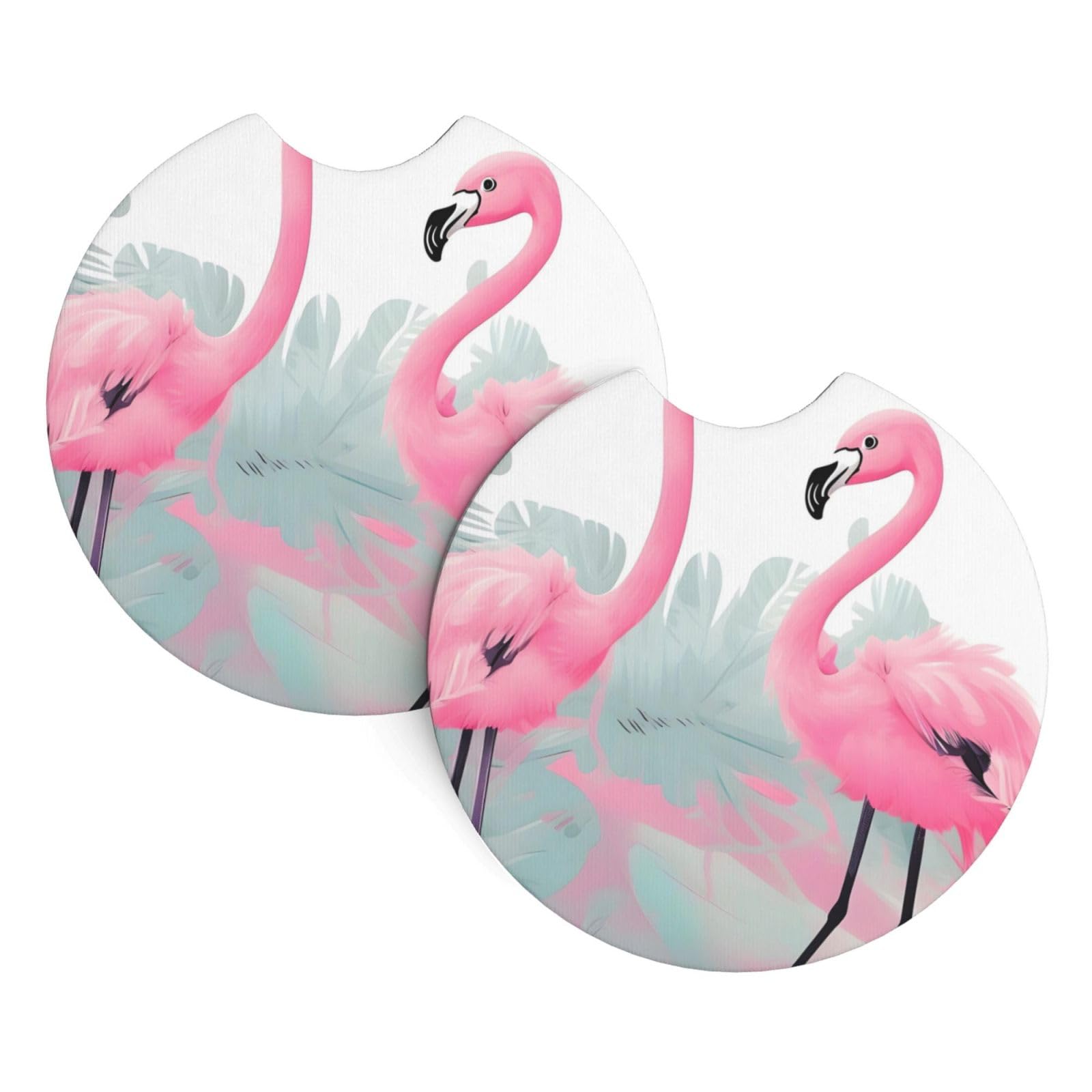 Set di 2 sottobicchieri per auto con fenicottero rosa, resistenti ed eleganti, impermeabili, antiscivolo, accessori perfetti per auto