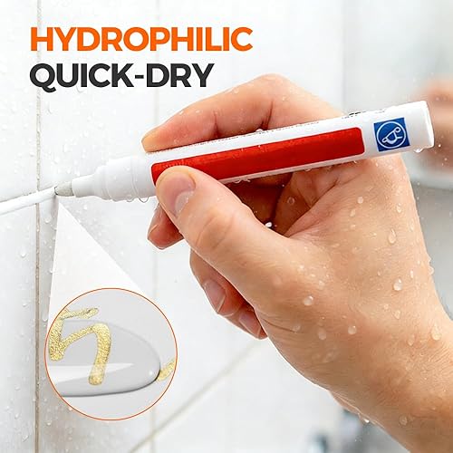Miniatura 5 de Pluma de lechada de baldosas de cerámica, bolígrafo de pintura de lechada de cerámica impermeable para pisos, restauración de líneas de lechada en