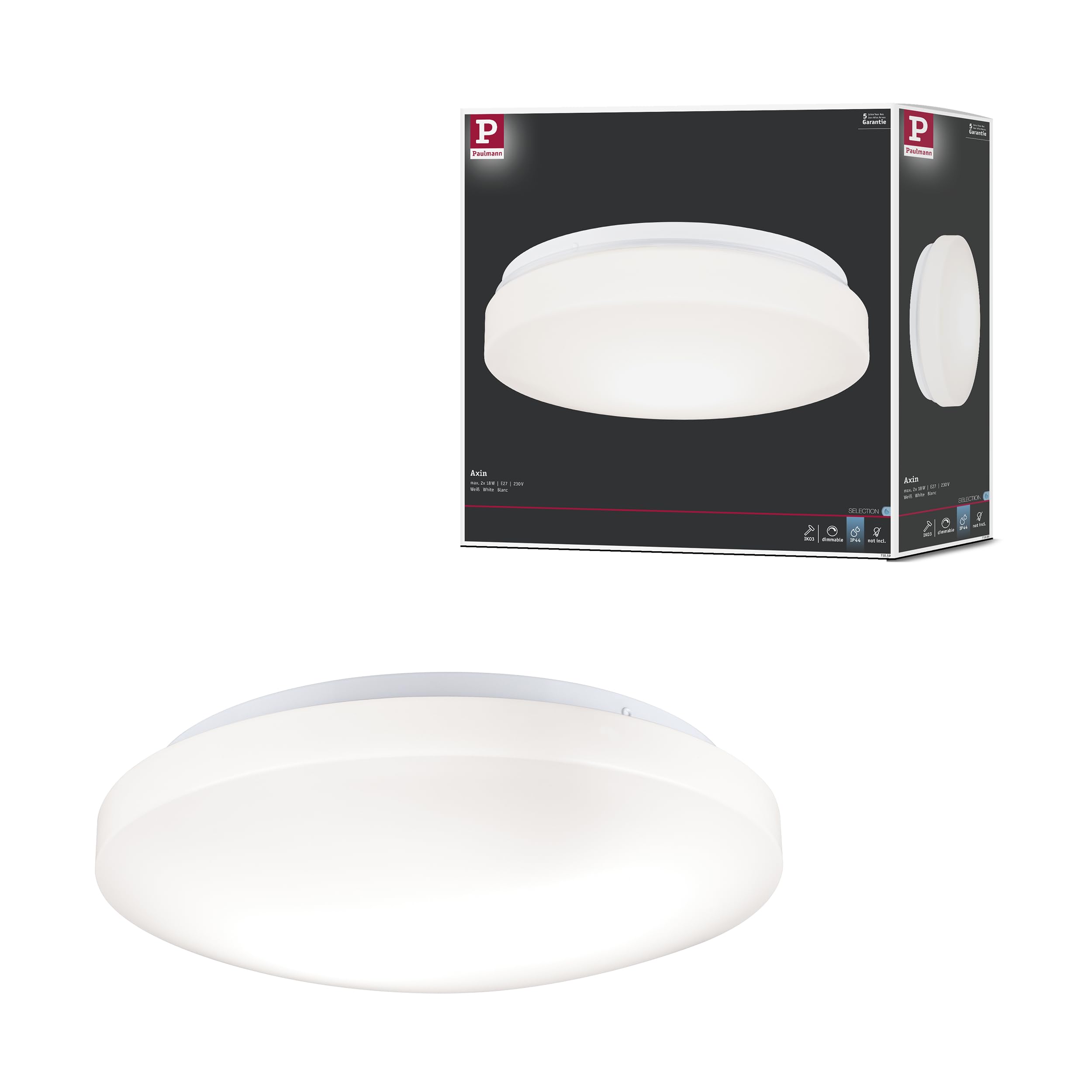 Paulmann 71059 Deckenleuchte Axin IP44 E27 230V max. 2x18W Weiß