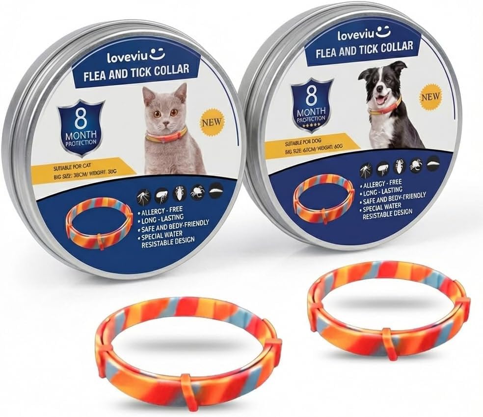 2 Collares Antiparasitarios Perro y Gato 100% Natural - 8 Meses Protección. Impermeable, Ajustable y Seguro para Tus Mascotas.