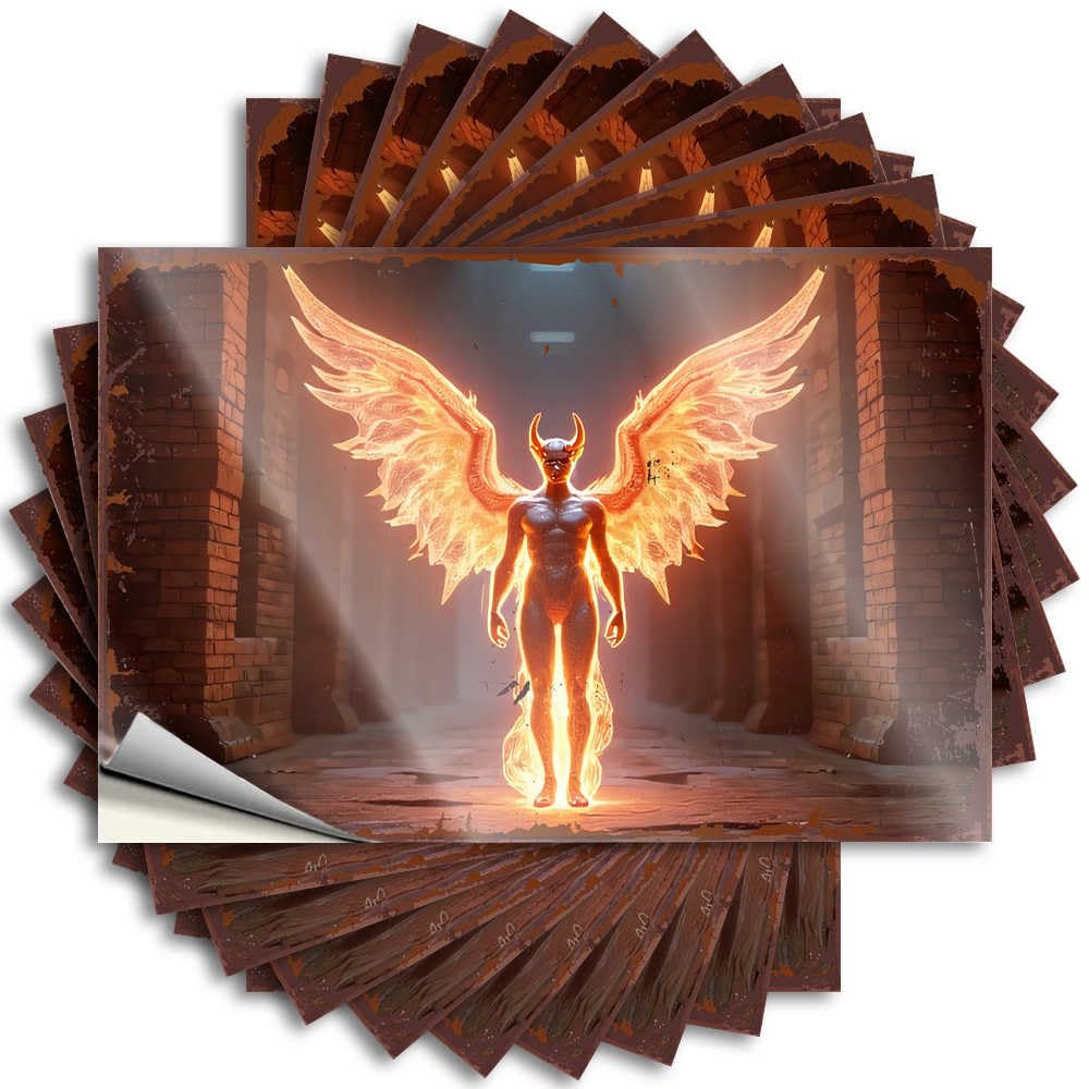 Tattoo House Stuff | New Helmet Golden Angel with Wings in Ancient Ruins for Farmers(12X18CM)