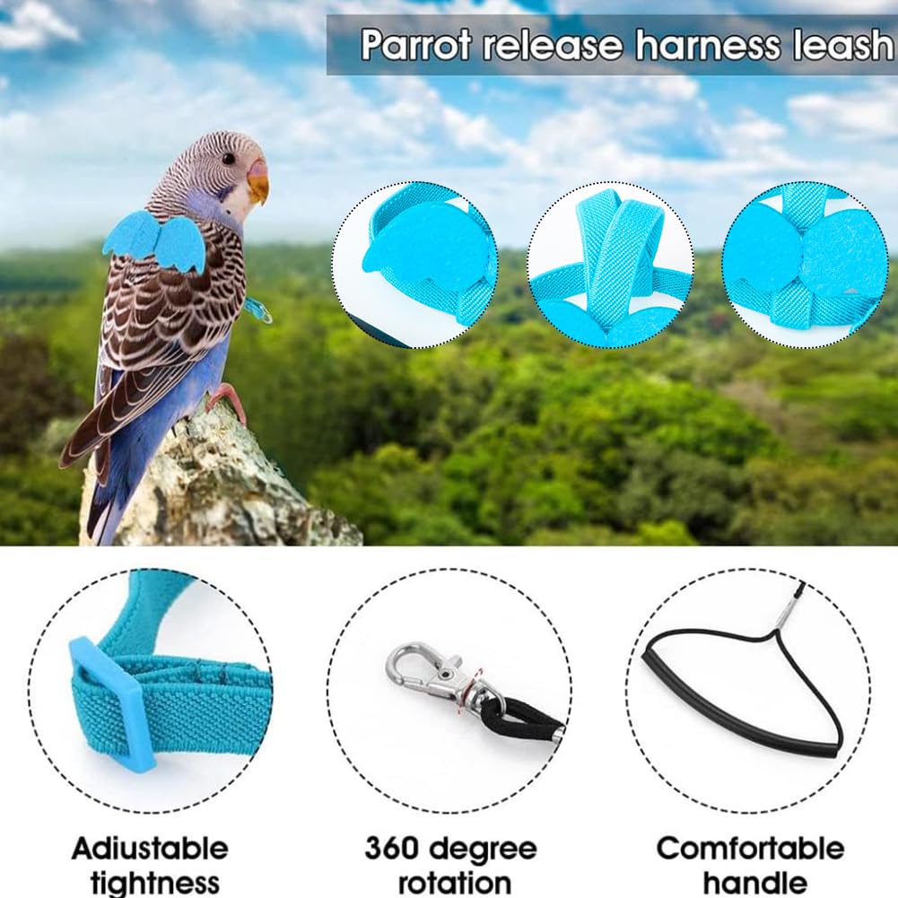 Imbracatura per Uccelli e Guinzaglio, Pettorina Regolabile per Pappagalli, Addestramento Volante Pettorina Uccelli, Pappagalli Anti-morso Imbracatura al Volo, Outdoor Corda per Volare per Pappagalli