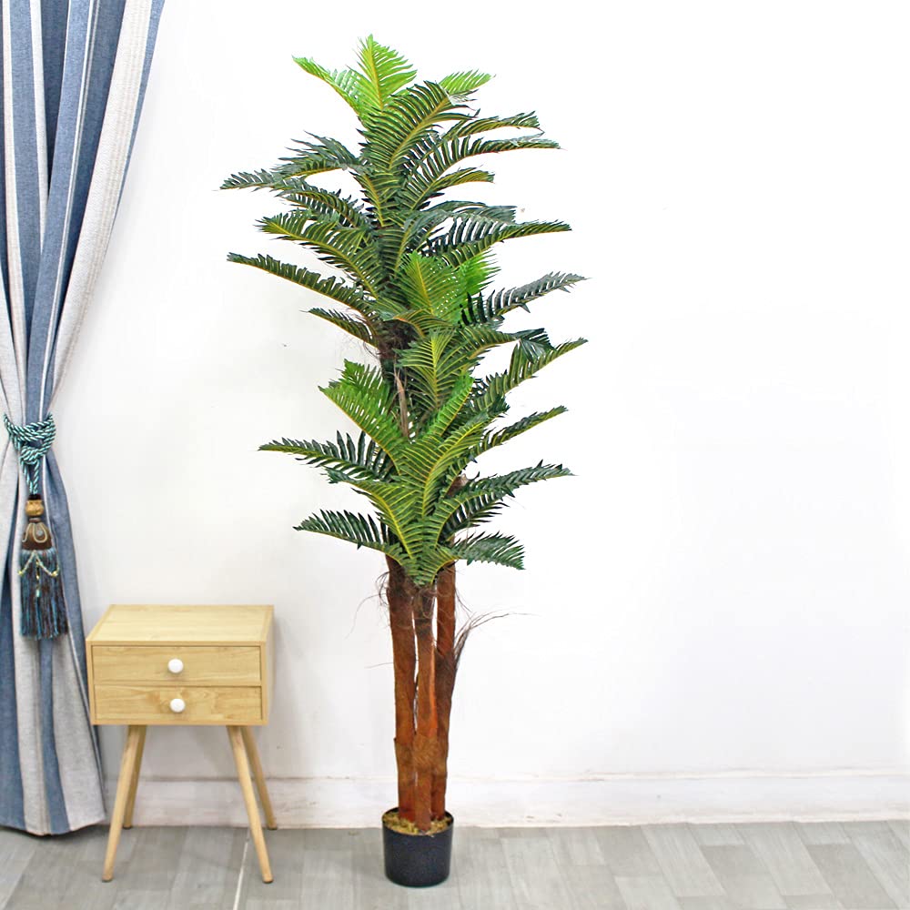 Decovego Palmizio Palma Cocco Pianta Albero Artificiale 180cm Legno Naturale