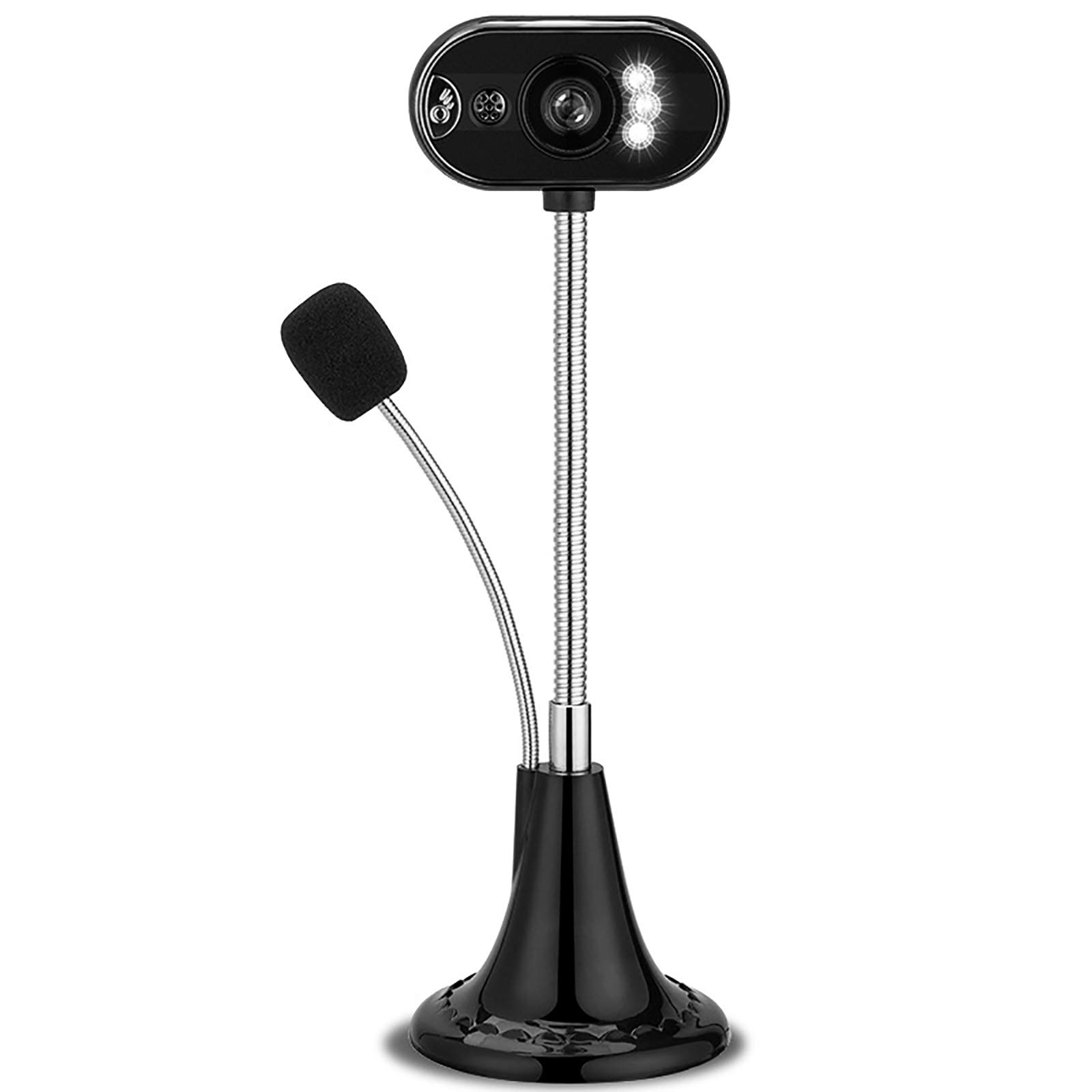 Webcam, Rotatable USB 2.0 3.0 Webcams For PC Laptop Video Camera Adjustable Angle HD LED Night Vision With Microphone, for Gaming, Calling, Remote Teaching and Conferencing,C