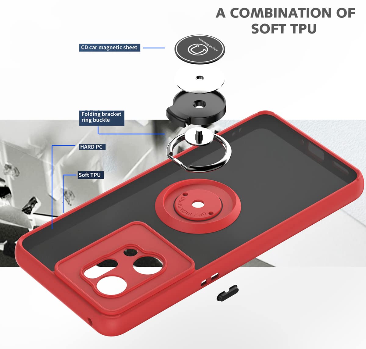 JIAFEI Cover for Oppo Find X5 Lite Translucent PC/TPU Silicone
