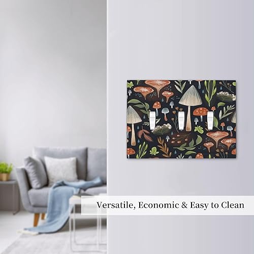Miniatura 7 de Placa decorativa de 3 segmentos con diseño de bosques de hongos bohemios, placa de pared de triple palanca, placa frontal eléctrica para baño,