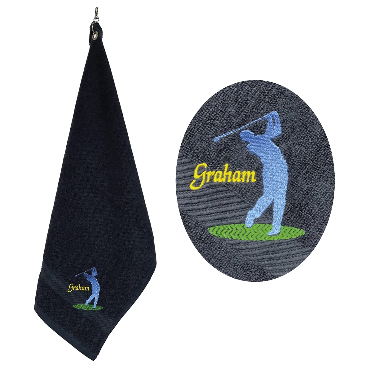 CYDPrinting Personalised Golf Towel Sports Towel Embroidered 6 Different Designs (Blue Golfer)