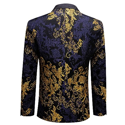 Image of Barry. Wang Men's Sport Coats & Blazers Flower Suit Jacket 1 Button Paisley Tuxedo Mardi Gras Carnival Parade Gift