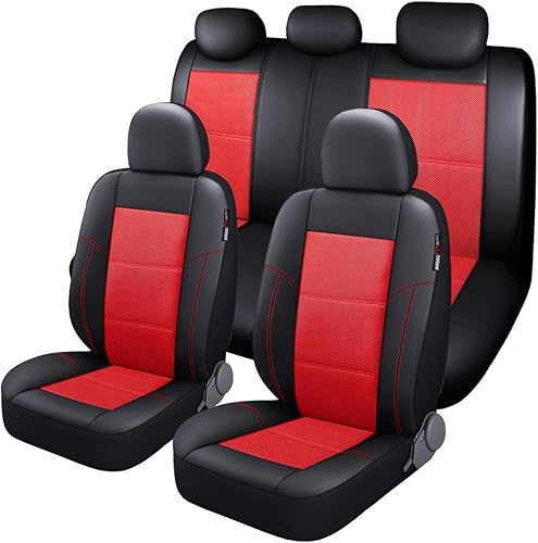 Miniatura 10 de P&J AUTO Funda de cuero y malla para asiento delantero de automóvil, ajuste universal para automóviles, camiones, camionetas y SUV, compatible