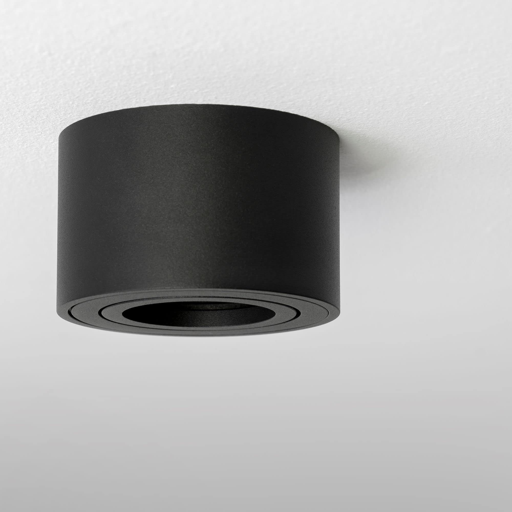 linovum SMOL Foco de superficie, 4 unidades, orientable, redondo y extraplano, en negro mate, con diámetro de 80 mm, para módulos led
