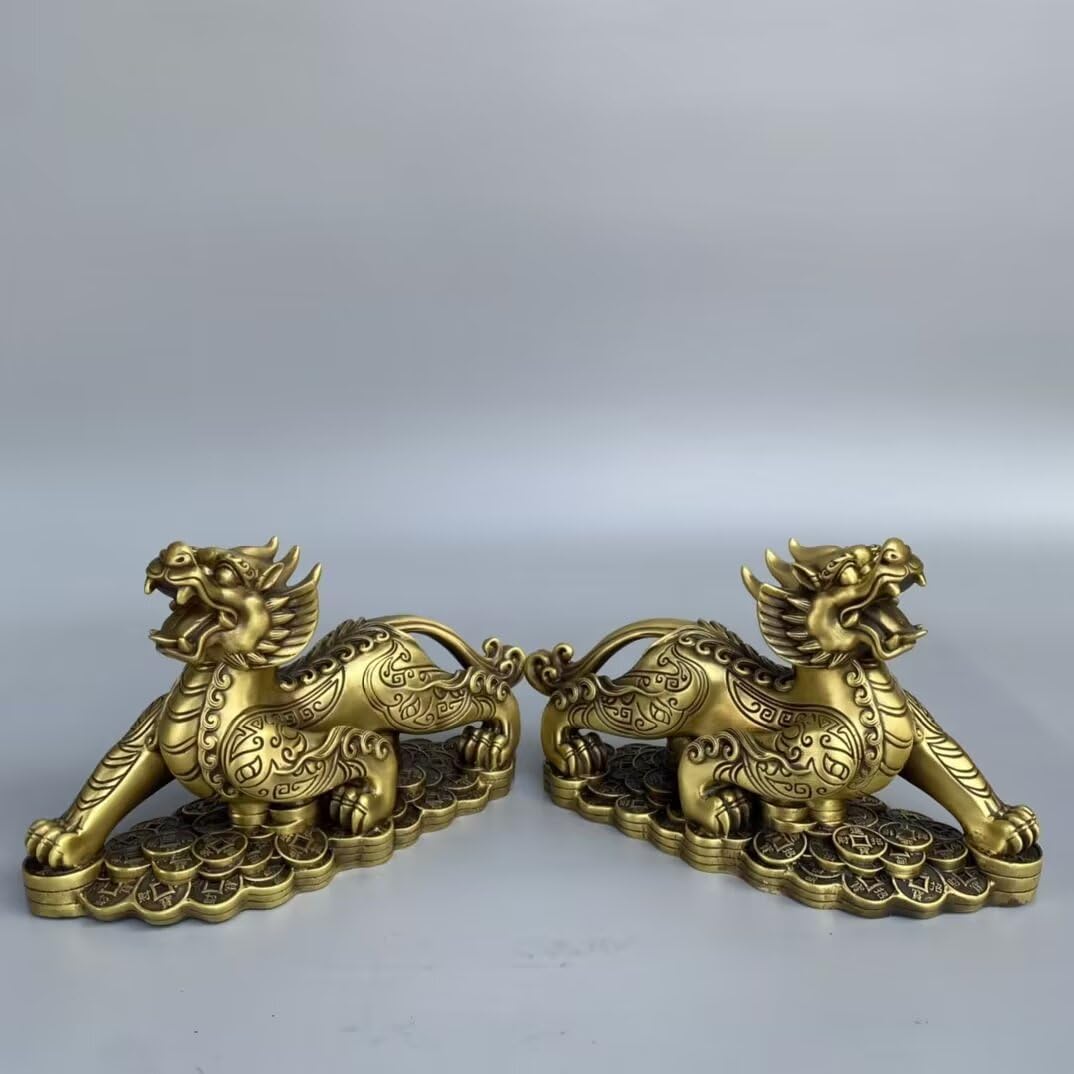 Dytartzx Pure copper pixiu a pair of statues home decoration company Zhaocai feng shui decoration