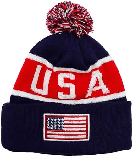 Miniatura 4 de Gorros de equipo de fútbol  campo con pompones, puño de 12 pulgadas