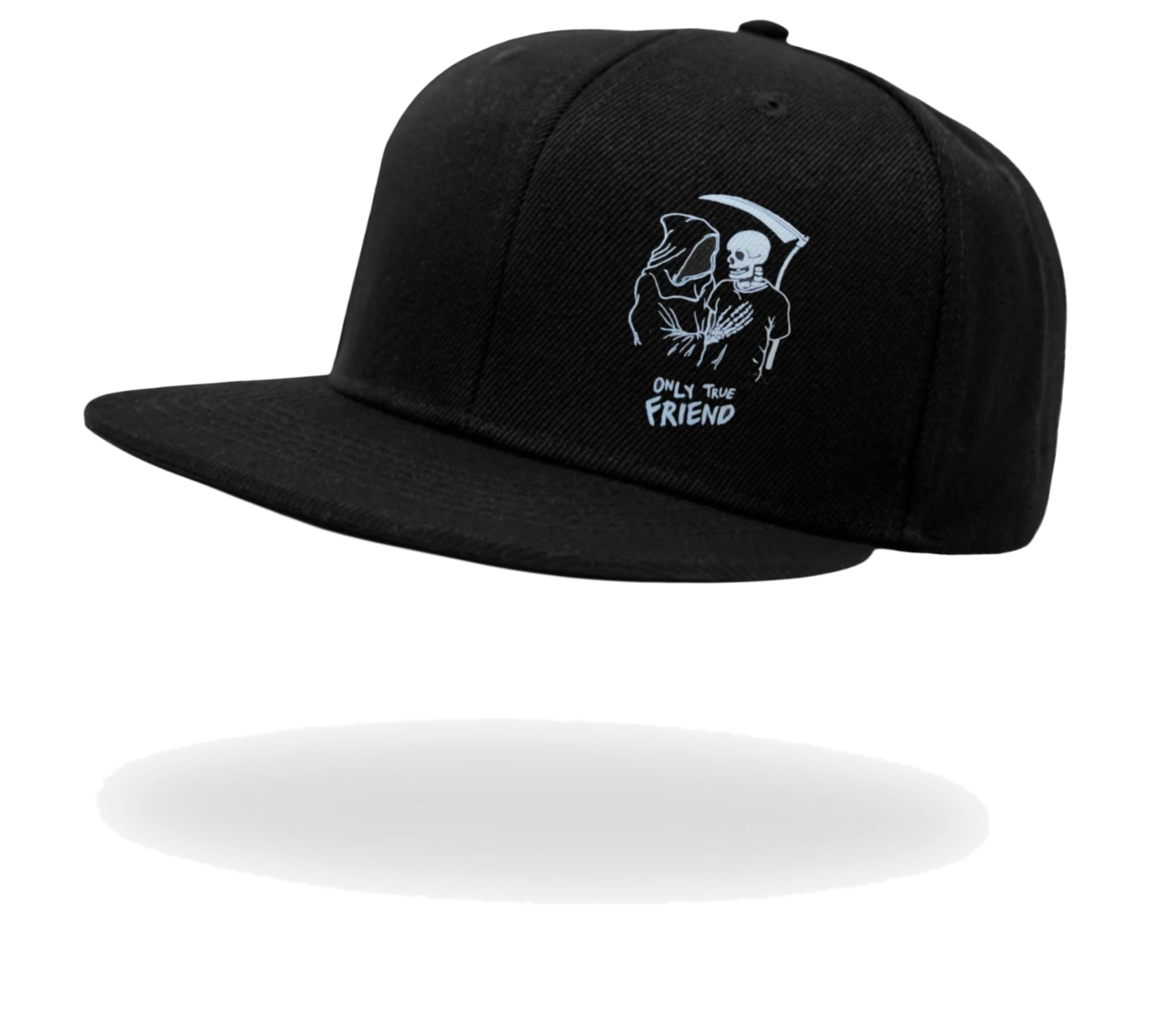 Black Snapback Hat with Printed, Adjustable Flat Brim Cap, Six Hole Breathable Design-image-14