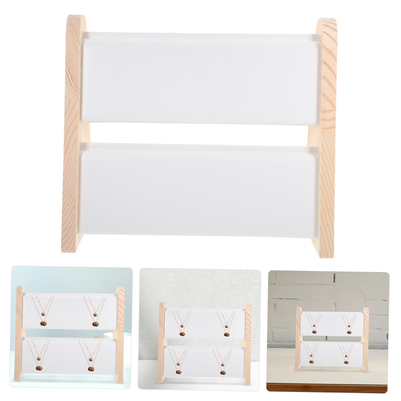 Cabilock Expositor De Collares De Madera Hecho A Mano Expositor De Joyas De Doble Capa Base Estable Y Tacto Suave