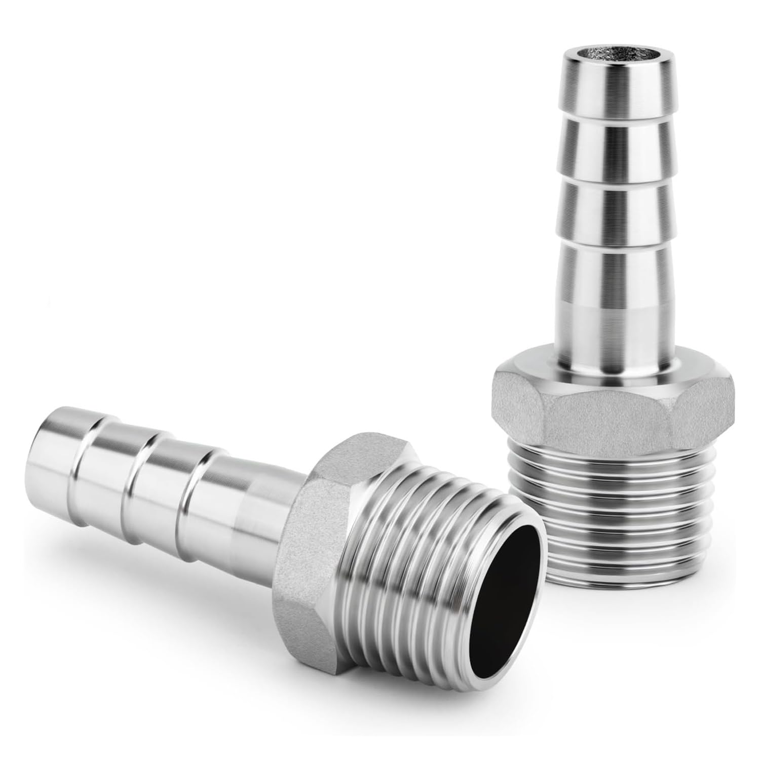 QZKJQDD 2 Pcs Stainless Steel Barb Hose Fitting, 8 MM Barb to 3/8" BSP Male Hose Barb Fittings