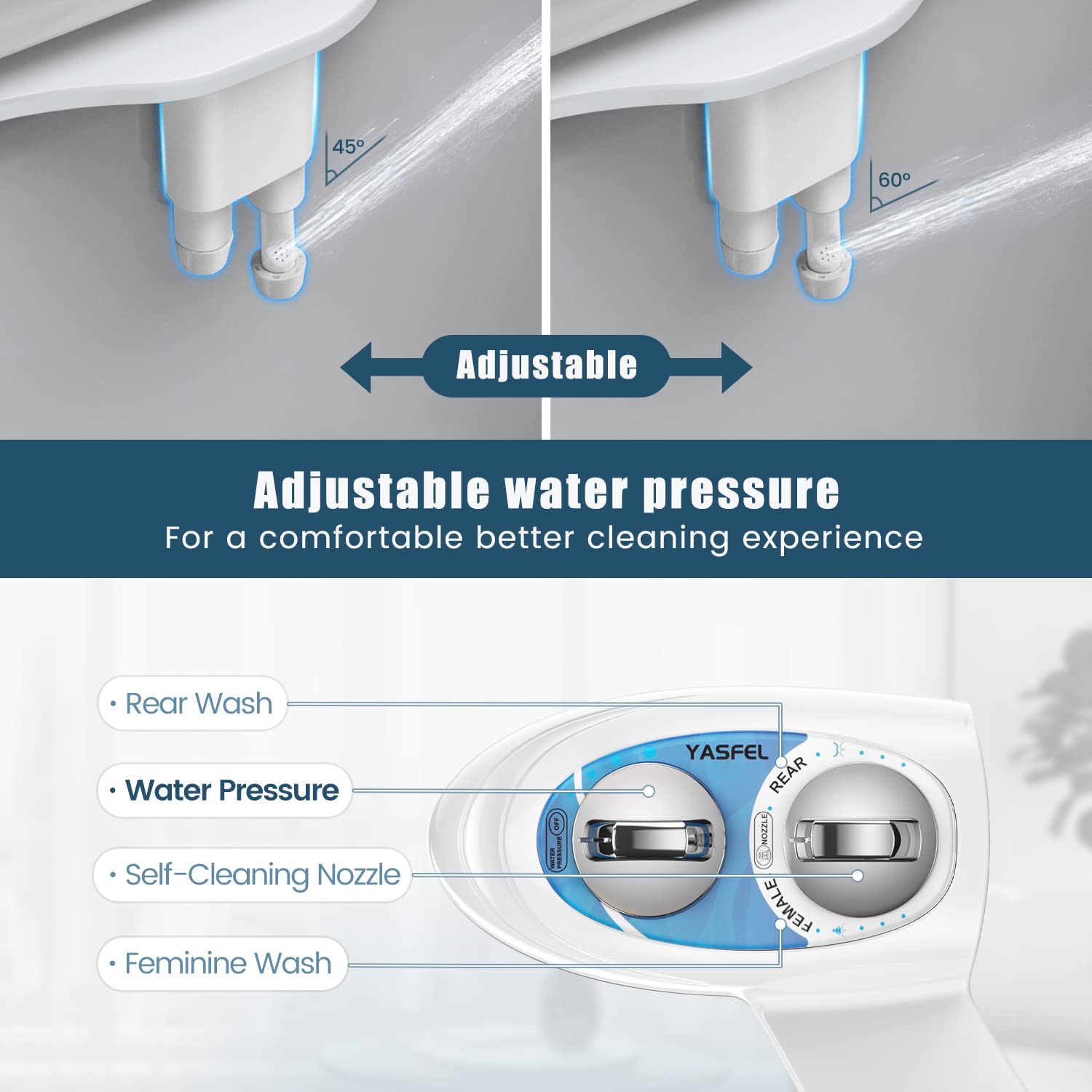 YASFEL Bidet Attachment for Bidet and Round Toilet Seat with Built in Potty Training Seat (Blue)