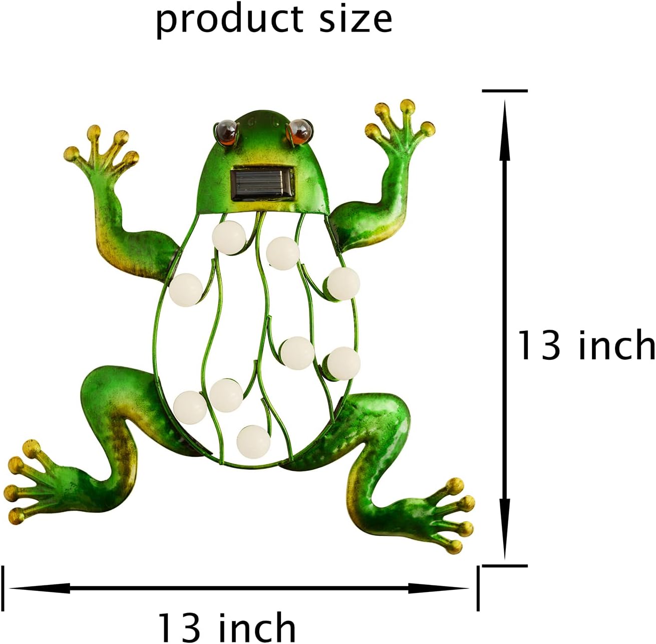 Metal Frog Solar Lighted Wall Art Décor, Outdoor Frog Garden Décoration, Yard Art Sculpture Lamp for Fence Patio