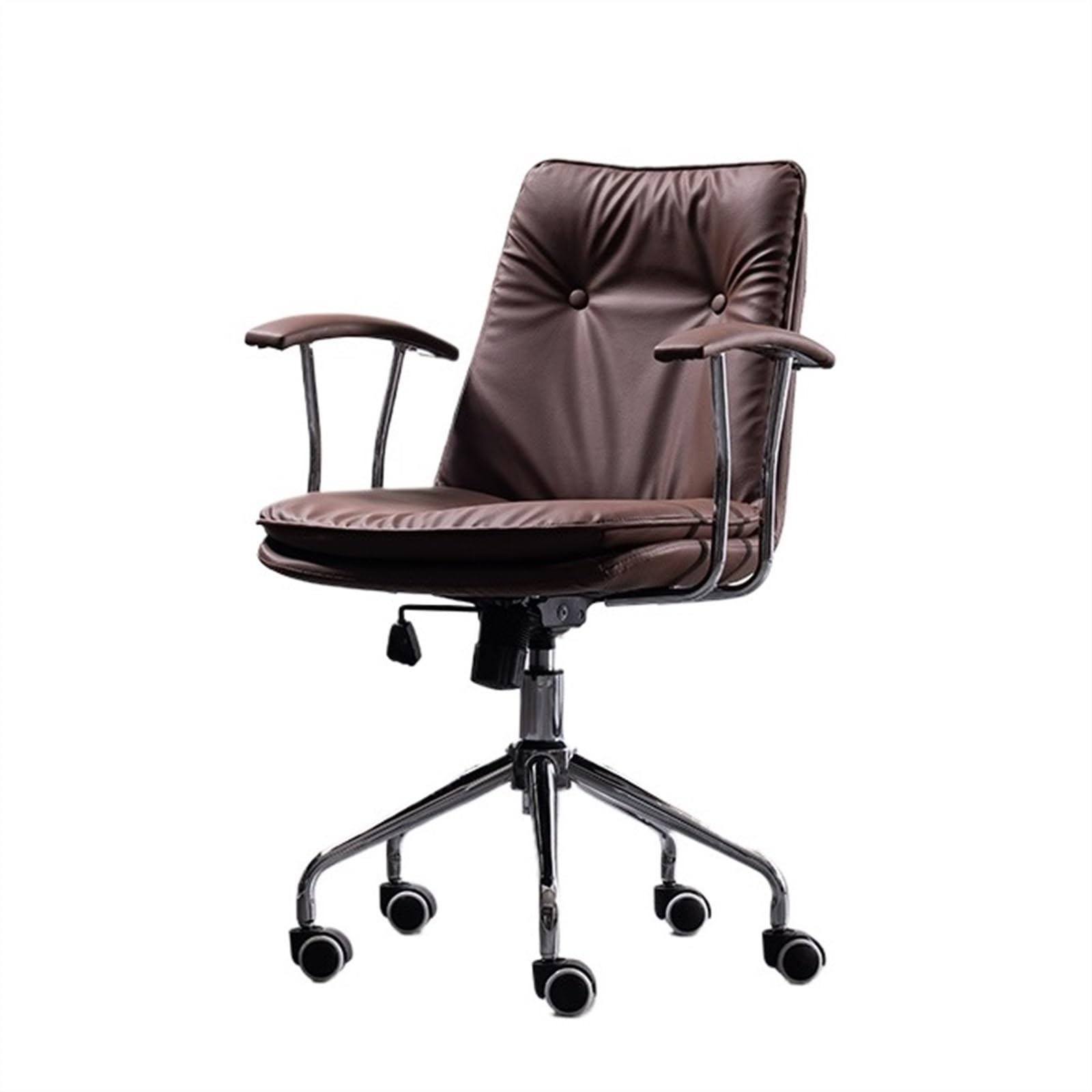 Modern Office Chair in PU Leather, Comfortable, with Wheels and Arms, Conference Chair, Ergonomic Chair, Adjustable Swivel Chair Ergonomic Chair (Bruin)