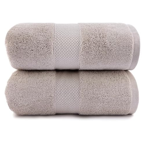 Maisonette Loft 100% Egyptian Cotton Turkish Bath Sheets - Soft, Absorbent Oversized Bathroom Towels - Ideal Quick Dry Extra Large Luxury Towel Set for Shower - (35" x 70", 2 Pack) - Beige (Linen)