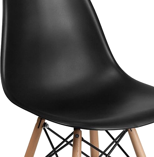 Miniatura 39 de Flash Furniture - Paquete de 2 sillas Elon Series de plástico negro con patas de madera Negro -,Gris (Moss