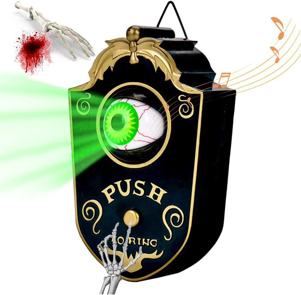 Venforze Halloween Decorations, Halloween Doorbell, Animated Eyeball with Spooky-Sounds, Halloween Decor with Lightup Eyeball,Trick Or Treat Event for Kids, for Haunted House Halloween Party