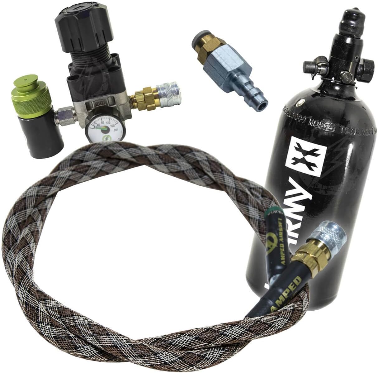 Amped Airsoft HPA Starter Package with SLP Tank, Regulator, and Air Line, Black, HPA Player Kit for All Major Brands