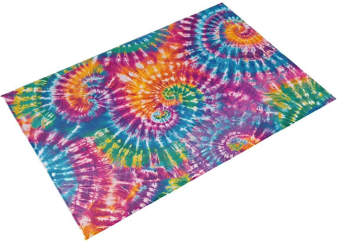 Outdoor Rug 4x6 ft Colorful Tie-Dye Art Outdoor Large Area Rug Non Slip Rubber Abstract Boho Dyeing Front Door Mat RV Rug Camping Carpet Patio Outdoor Rugs for Backyard Balcony Deck Porch Indoor
