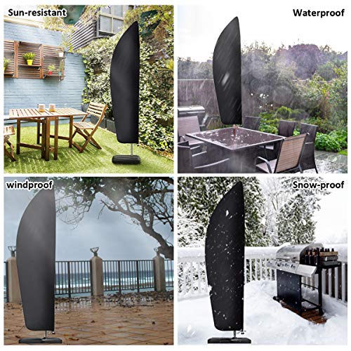 Kunmuzi Parasol Cover Waterproof with Rod, Cantilever Parasol Covers Heavy Duty 3m Large Garden Umbrella Cover for Cantilever Parasol (265cm) - Image 6