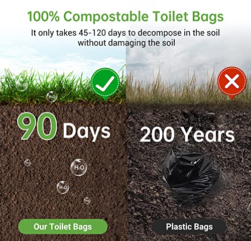 100 Portable Toilet Bags For Camping, 8 Gallon 1.3 Mil Thickened Compostable Toilet Replacement Bags For Portable Potty, Trash Bags For Outdoor Hiking Boating Car Travel #TOP2