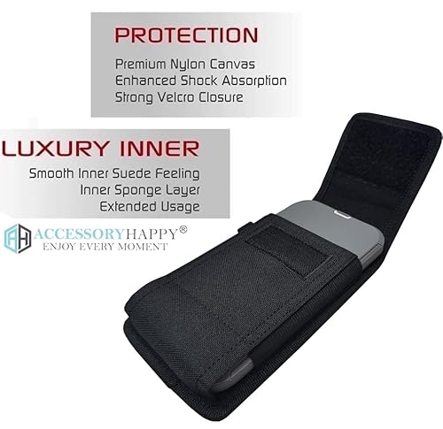 Ah Premium Rotating Nylon Canvas Phone Holster Holder, Phone Belt Pouch Swivel Clip Phone Holster For Android Moto Iphone Xr Samsung S20, S22, S21 Fe, Z Fold 3, Z Fold 4 Fits Thick Case (Medium) #TOP6
