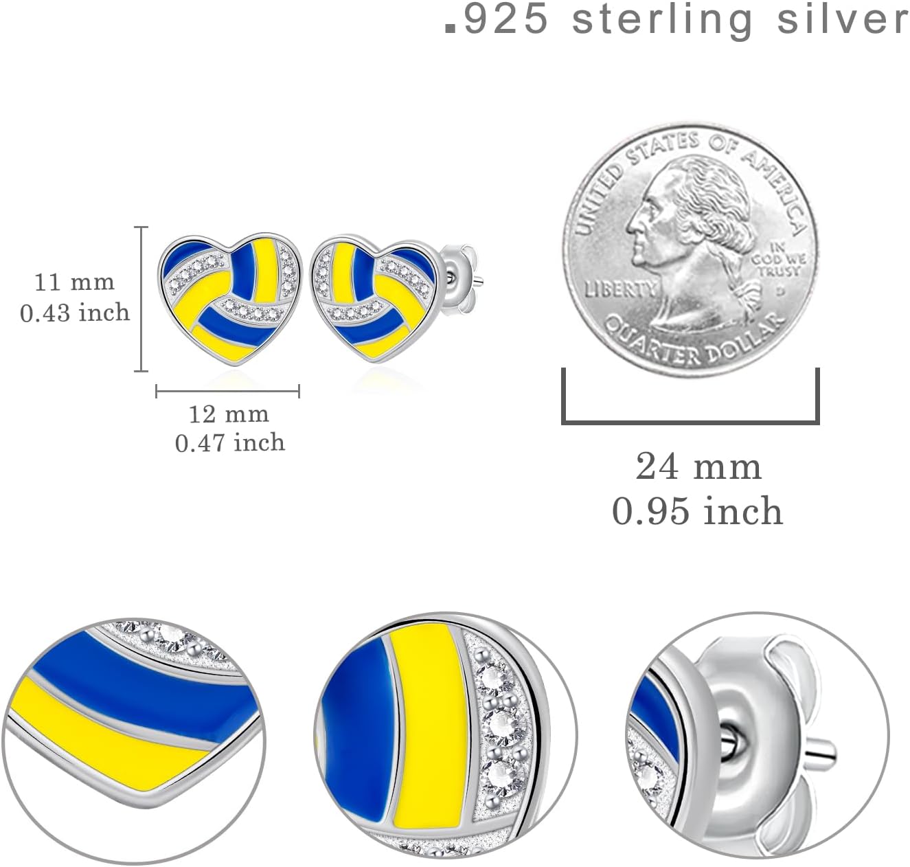 Volleyball Earrings 925 Sterling Silver Volleyball Earrings for Women Volleyball Gifts Sports Jewelry Gifts for Women - Image 4
