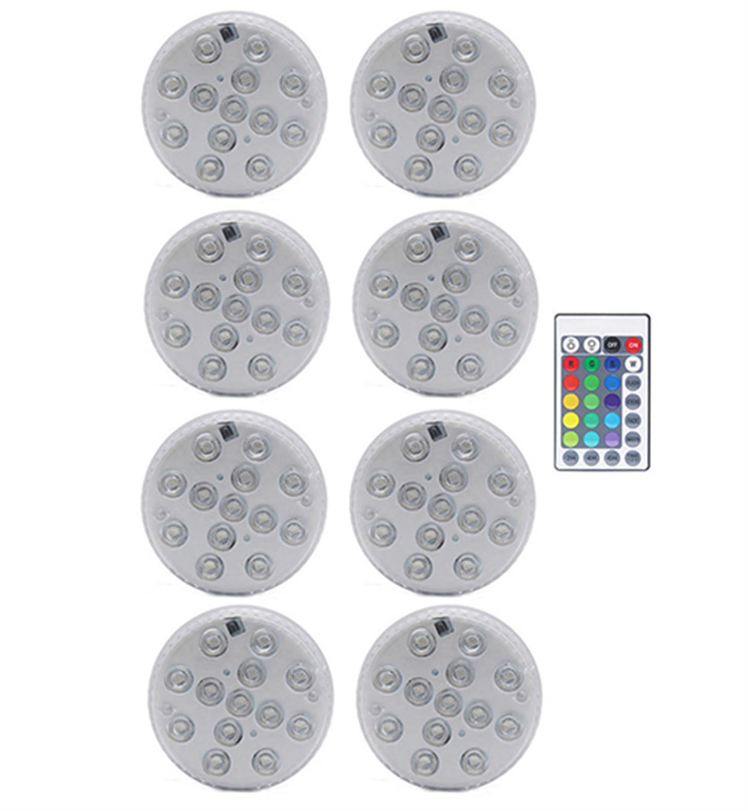 13 diod LED, zanurzalne światło, IP68, wodoodporne światła RGB, lampa do akwarium do fontanny, stawu, basenu, wazonu, akwarium, dekoracja ślubna (1 kontroler, 8 lamp)