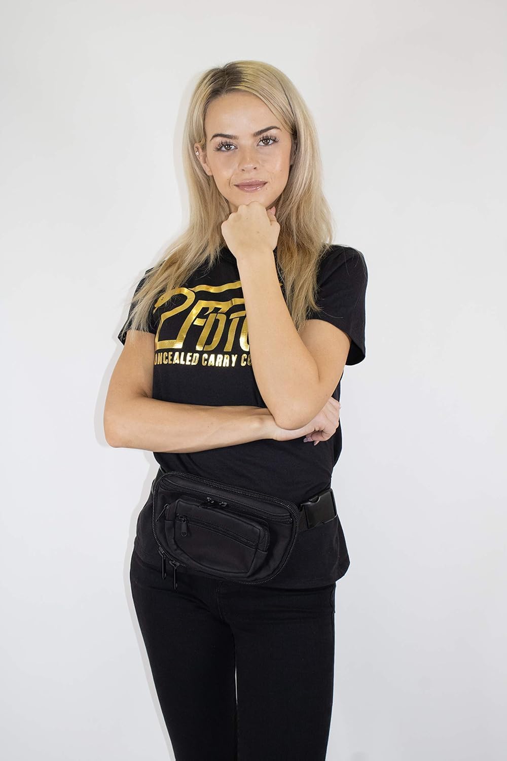 SMALL-DTOM Slim Fit CCW Fanny Pack Cordura NYLON -Black - Image 9