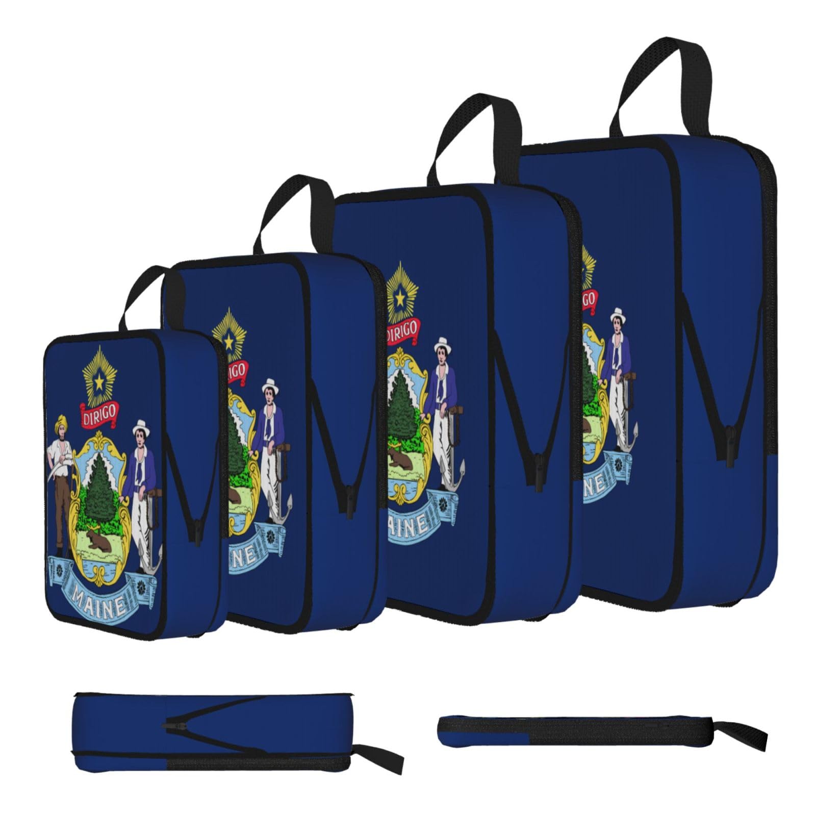 Maine State Flag Compression Packing Cubes 4 Piece Set