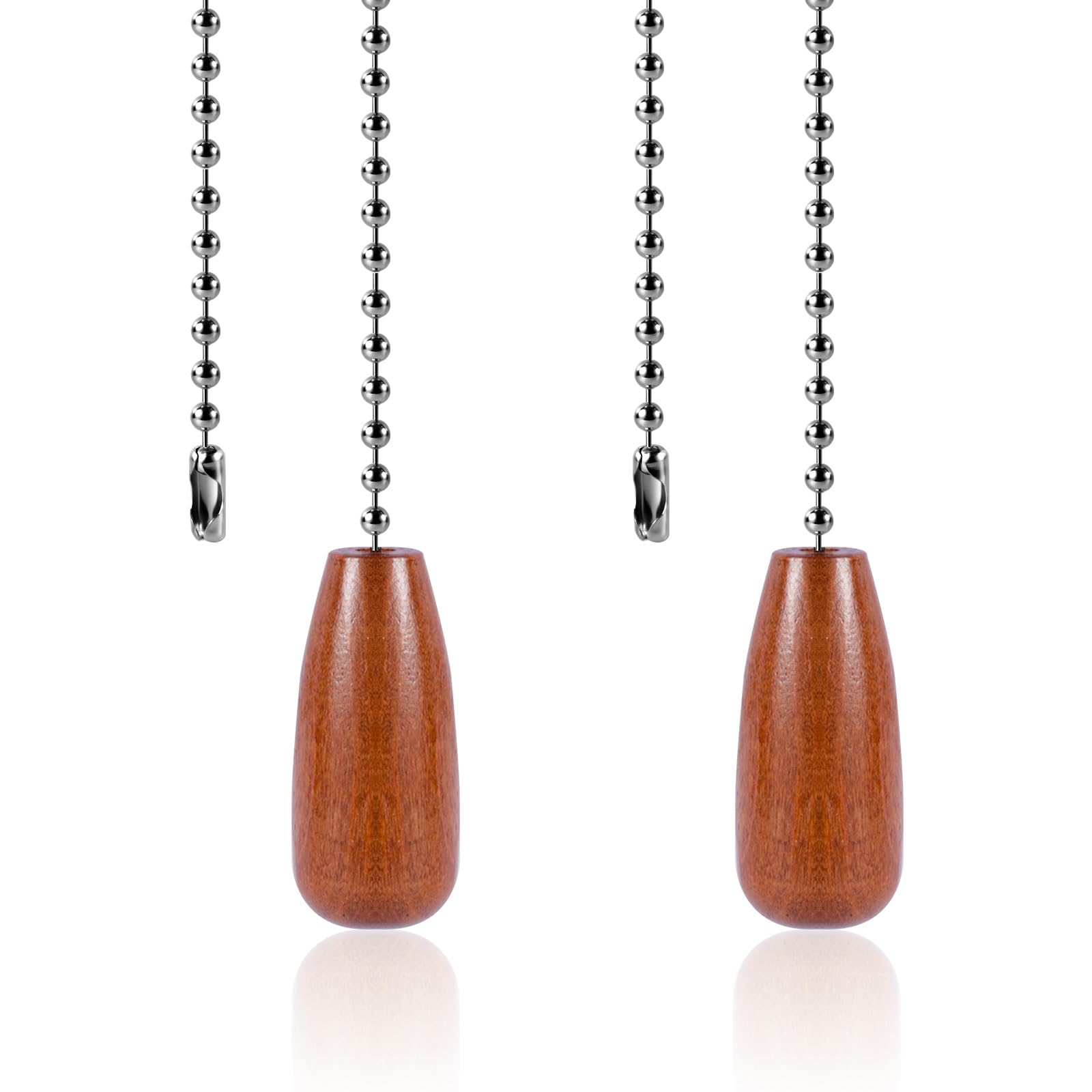 2pcs Ceiling Fan Pull Chain Extensions, 13 Inch Ceiling Fan Chain Extenders Wooden Light Pull Chain Extension Beaded Balls Fan Pull Chain Pendant for Ceiling Fan Light Lamp (Brown)