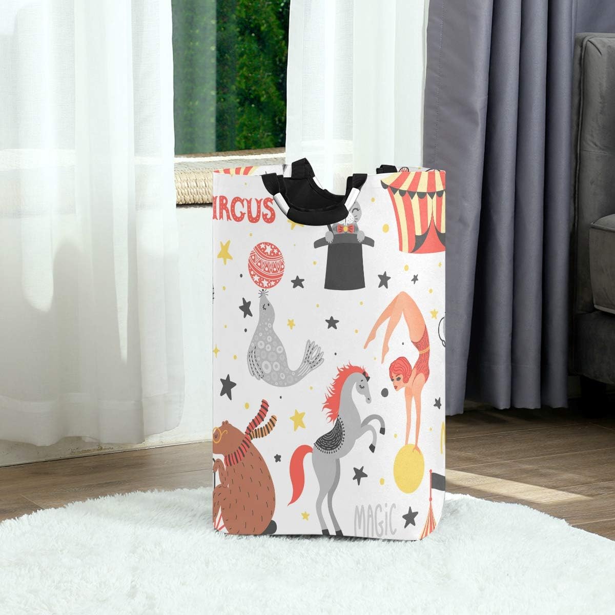Laundry Hamper Bucket Circus Animal Collapses Laundry Basket Washing Bin for Home Organizer Nursery Storage Baby Hamper Kids Room
