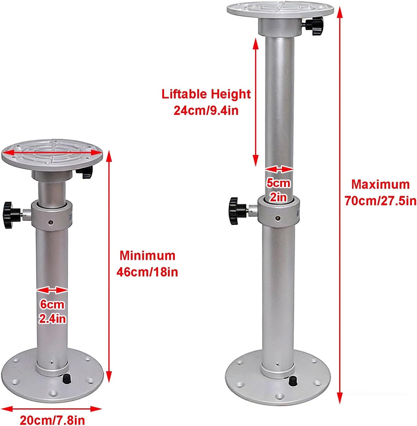Adjustable Boat Table Pedestal, Aluminum Detachable RV Table Leg for Yacht Boat Motorhome Camper Caravan