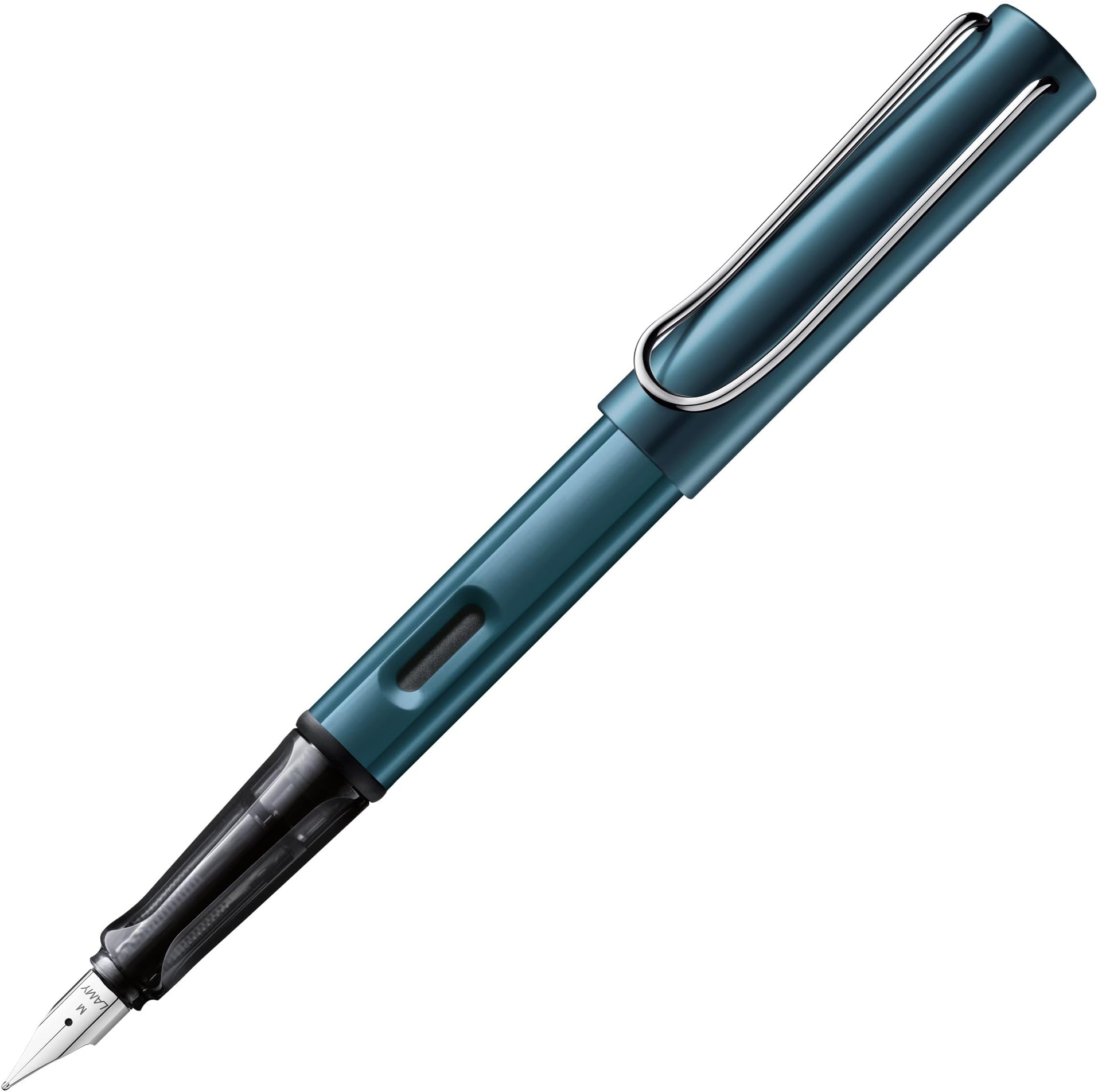 Lamy AL-star 0D4 Lightweight Aluminium Fountain Pen in Petrol Blue with Ergonomic Grip and Polished Steel Nib Line Width Medium Includes Ink Cartridge T 10 Blue