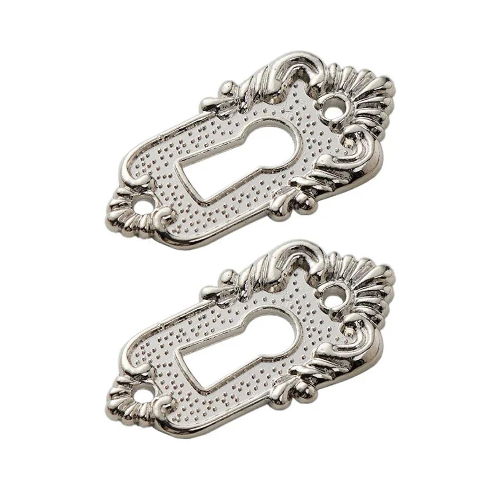 Usohjz Silver 2Pcs Vintage Keyhole Cover Drawer Key Escutcheon Piece Corner Stick Classic Decorative Code Lock Alloy 45X23mm(Silver)