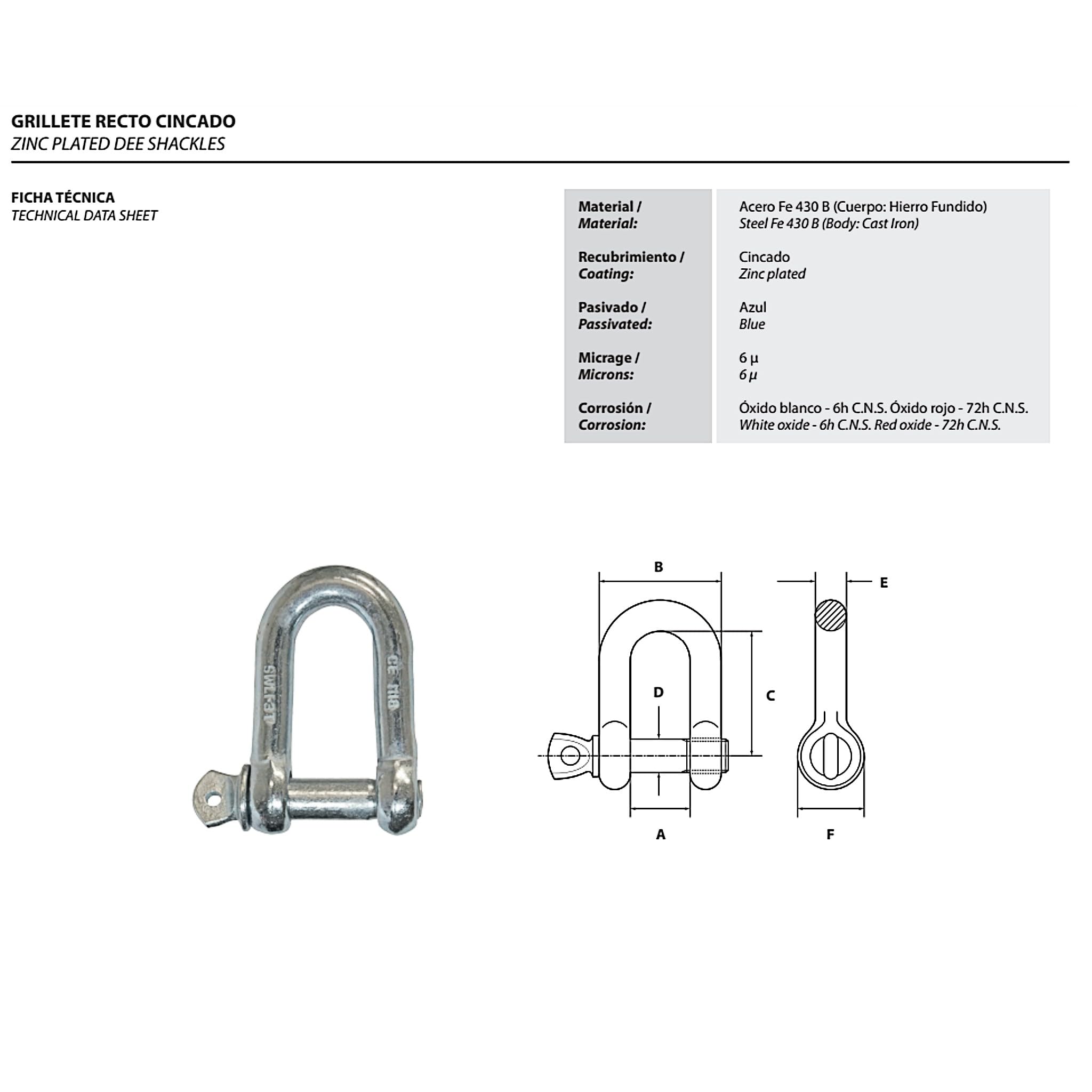 Bricoloco Manille droite galvanisée avec tête goupille standard pour une fixation et un amarrage sûrs dans de multiples applications (M32)