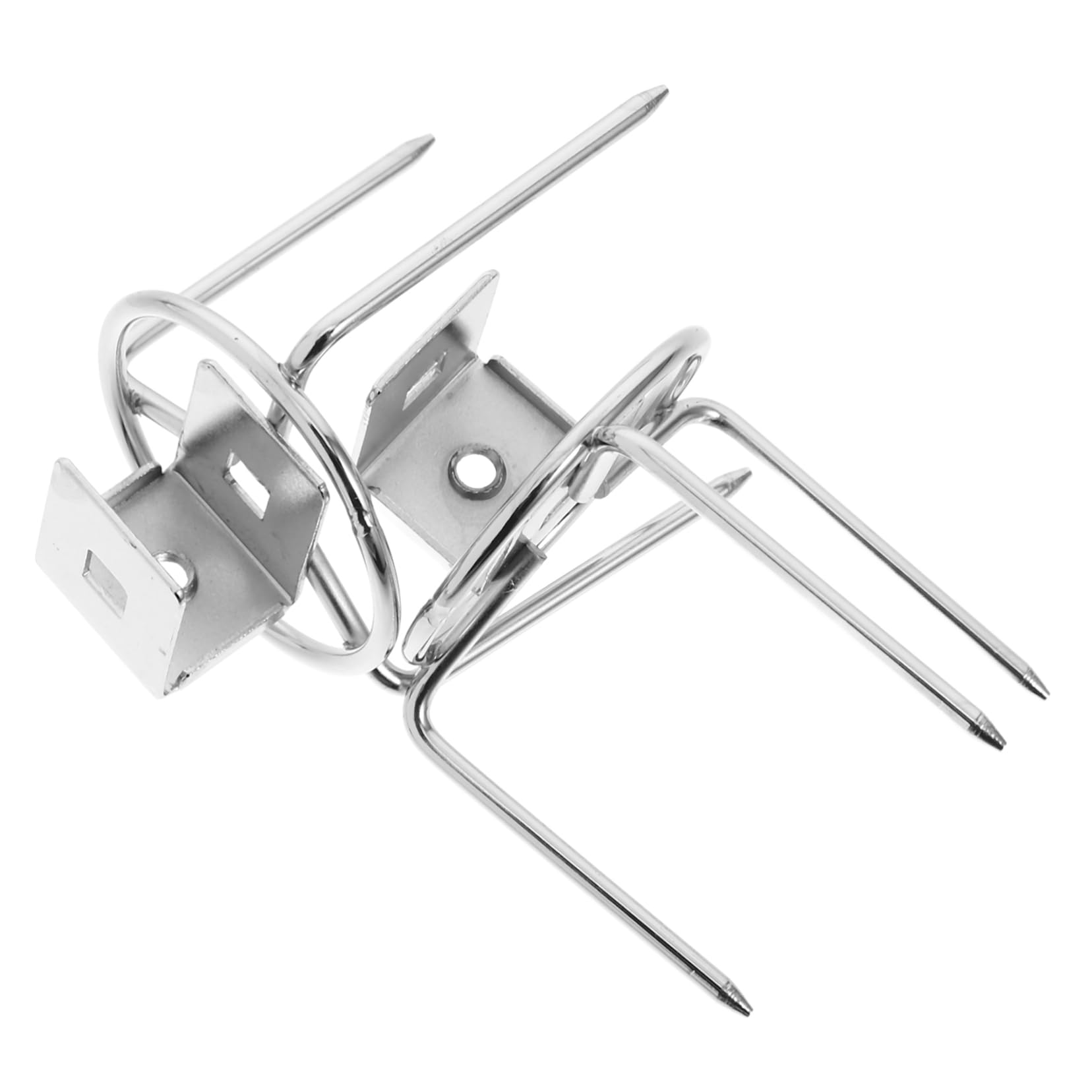 KICHOUSE 2pcs Roast Chicken String Fork Cooking Hot Kebab Rack Grill Barbecue Skewer Duty Rotisserie Accessories Heavy Rotator Meat Outdoor Carving Roasting Stainless Steel Silver