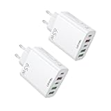 European USB C Charger 6.6A 2 Pack, LiFiYiRc PD 20W & QC 3.0 Fast Charging Multi Ports, 2 USB C 3 USB A Europe Plug Adapter Compatible for iPhone 16 15 14 13 12 11 Pro Max XS XR X SE 8 Plus, Samsung