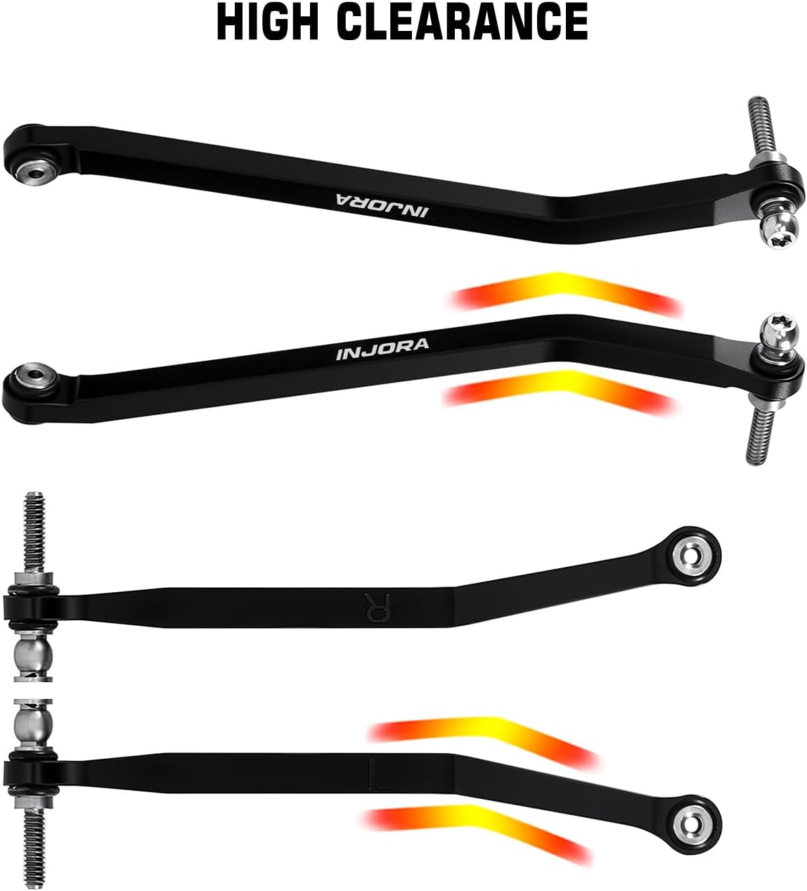 INJORA Aluminum High Clearance Chassis Links for 1/30 Axial SCX30 Upgrade