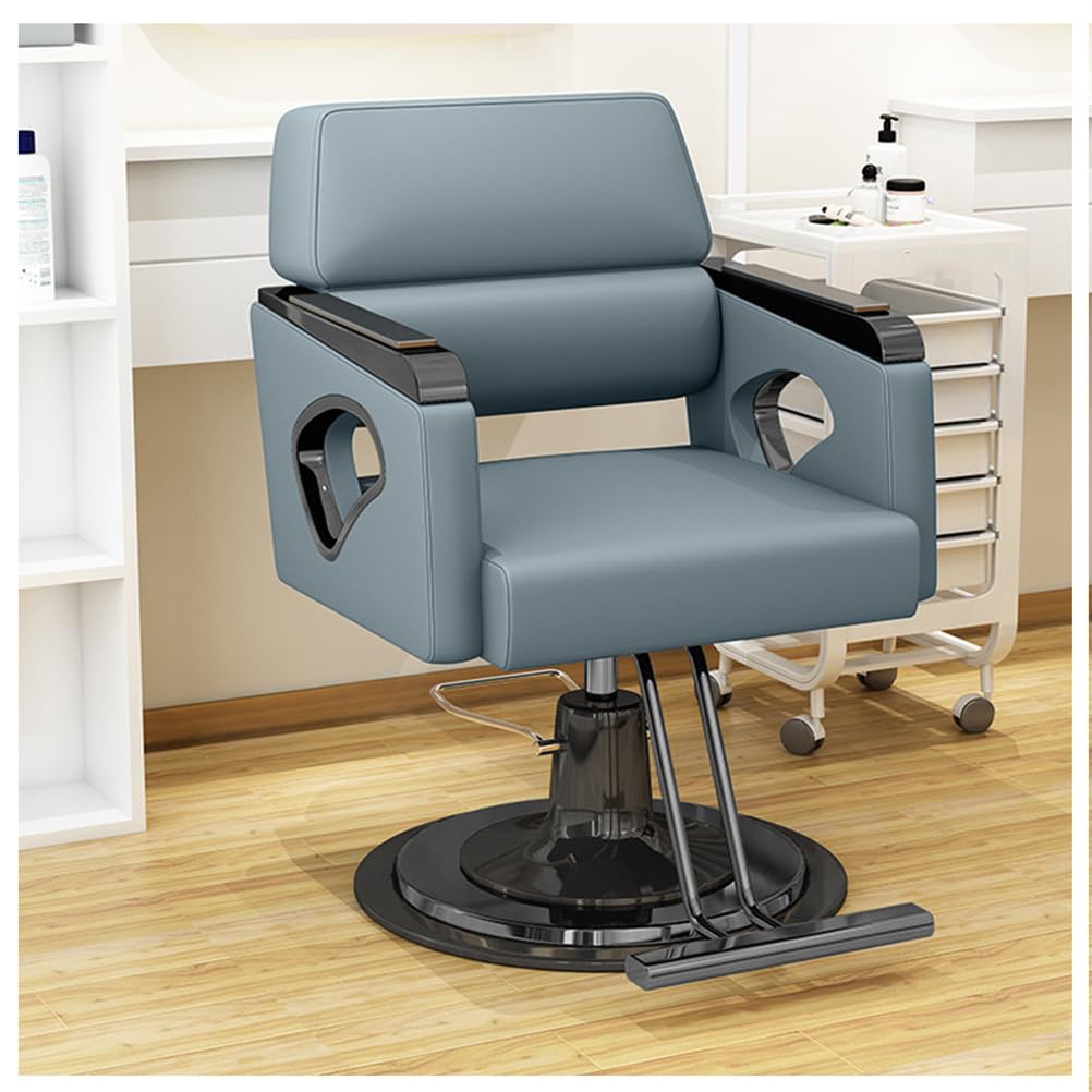 Friseurstuhl Friseursessel 360° Drehbar Frisörstuhl Barberstuhl Höhenverstellbarer Hydraulischer Bedienungsstuhl Friseurbedarf Friseureinrichtung 200Kg,Blau,A