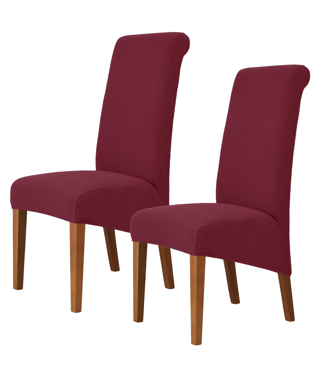 Odot Wine Red Chair Covers, Dining Chair Covers Set of 2, Stretch Corn Velvet Dining Room Slipcovers, Washable Removable High Back Slipcovers