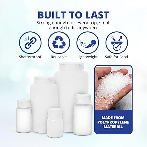 Miniatura 4 de United Scientific Botellas de viaje a prueba de fugas para artículos de tocador, botellas de viaje de 3 onzas con tapa de polipropileno forrada,