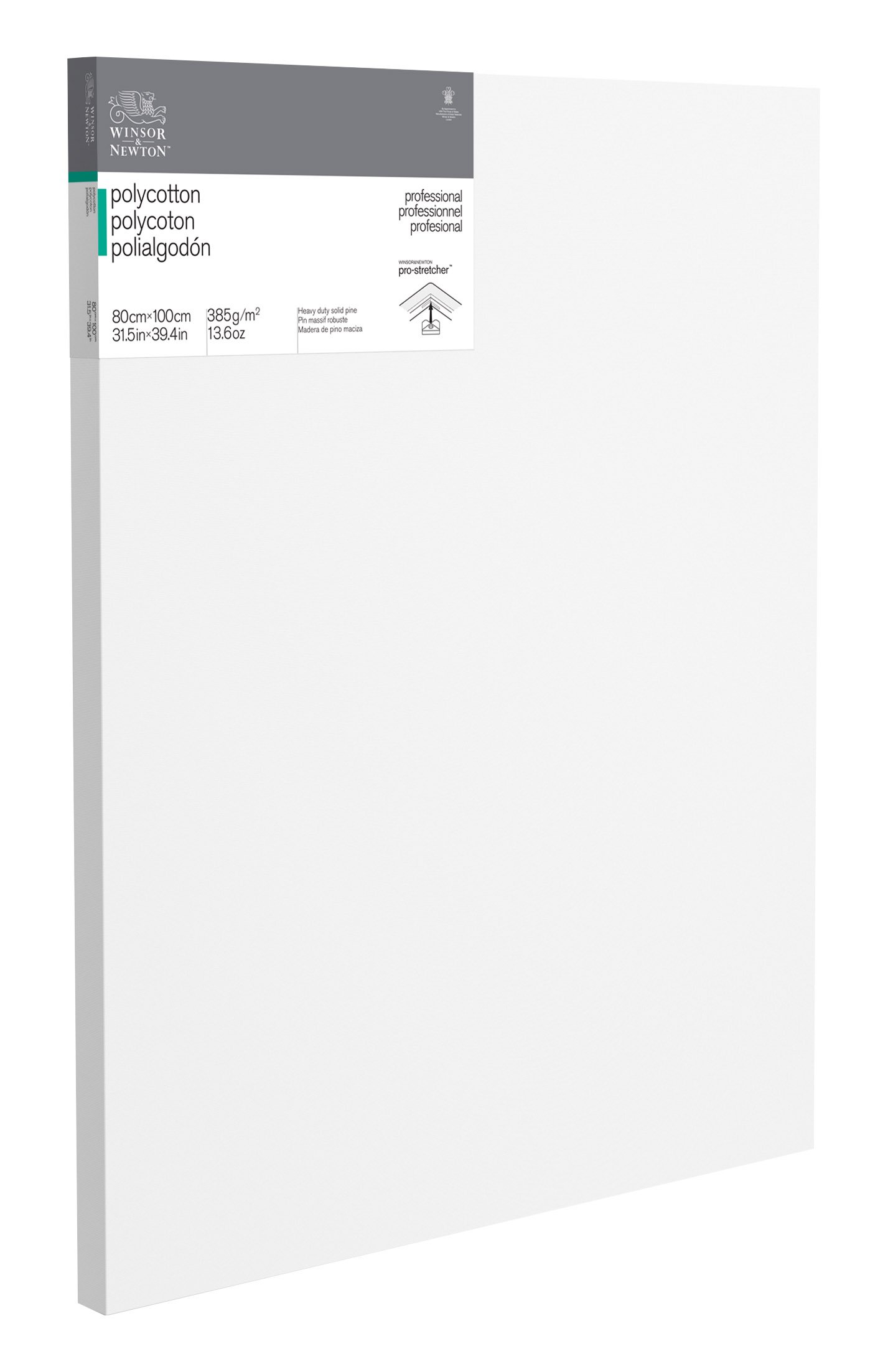 Winsor & Newton 6206068 Professional Keilrahmen Deep Edge aus Baumwollmischgewebe, 385 g/m², 3-fach grundiert, mittlere Körnung, ideal für die Ölfarben und Acrylfarben - 80x100cm